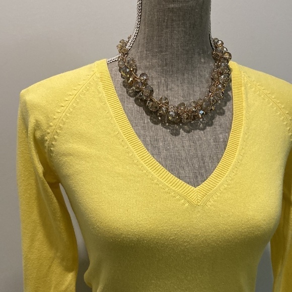 ZARA Yellow Long Sleeve V Neck Sweater - Picture 6 of 12